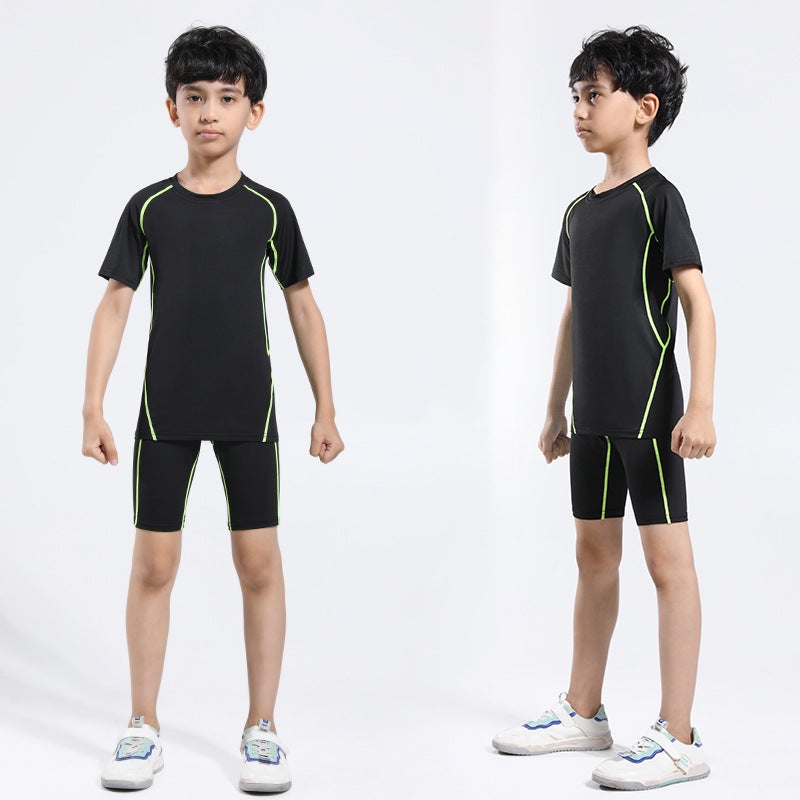 Summer Children'S Sports Tight Shorts Sports Quick-Drying Breathable Short-Sleeved Running Basketball Training Clothing For Boys And Girls - Image 4